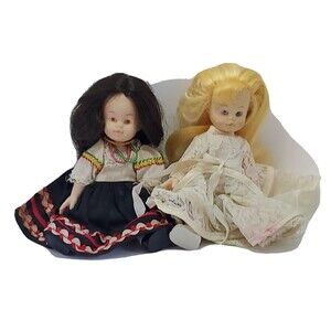 Many Lands Doll 1973 Hong Kong Posable 7" Set Of 2 Mexican Senorita